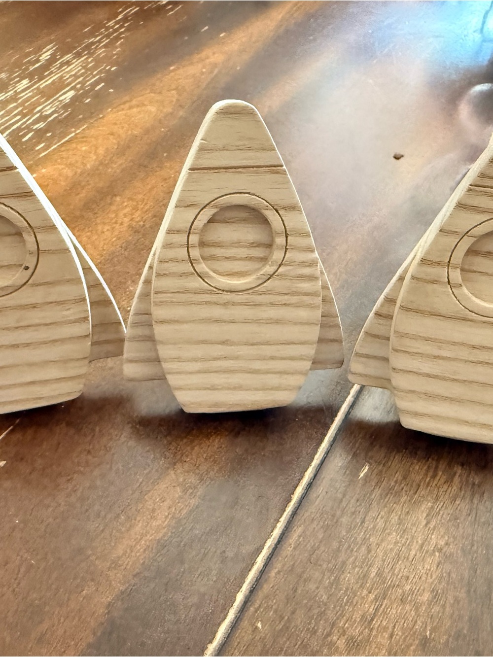 Natural Wood Decorative Rocket Wood Hook set of 3